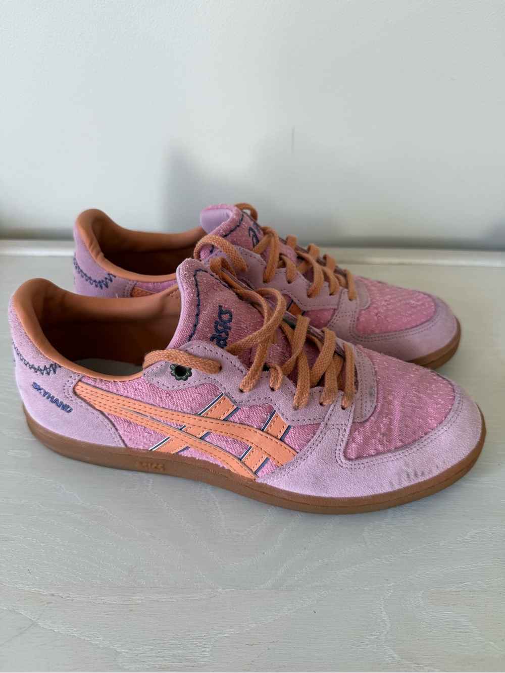 ASICS Kids Pink with Peach Accent Suede Sneakers